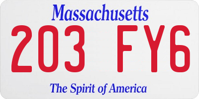 MA license plate 203FY6