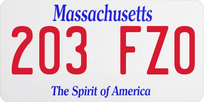 MA license plate 203FZ0