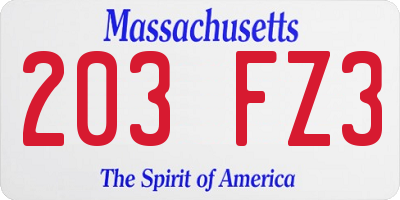 MA license plate 203FZ3