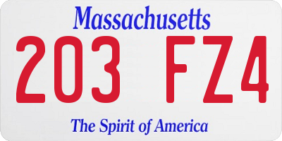 MA license plate 203FZ4