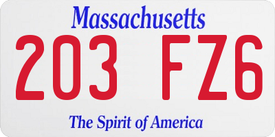 MA license plate 203FZ6