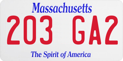 MA license plate 203GA2