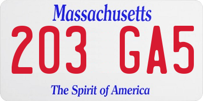 MA license plate 203GA5