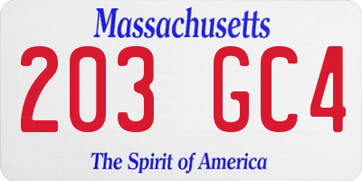 MA license plate 203GC4