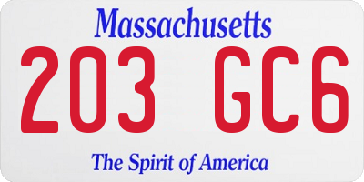 MA license plate 203GC6