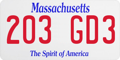 MA license plate 203GD3