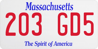 MA license plate 203GD5