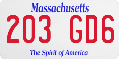 MA license plate 203GD6