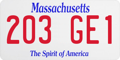 MA license plate 203GE1