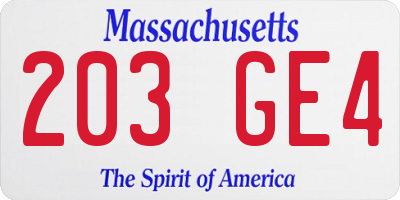 MA license plate 203GE4