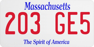 MA license plate 203GE5