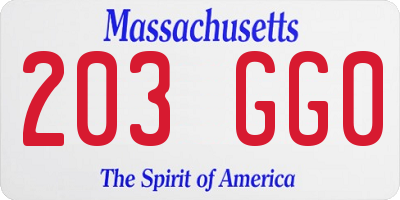 MA license plate 203GG0
