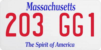 MA license plate 203GG1