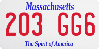 MA license plate 203GG6