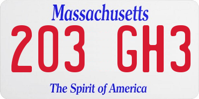 MA license plate 203GH3