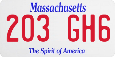 MA license plate 203GH6