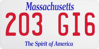 MA license plate 203GI6