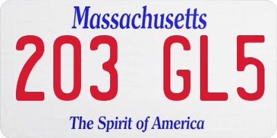 MA license plate 203GL5