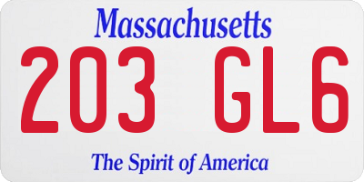 MA license plate 203GL6