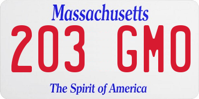 MA license plate 203GM0