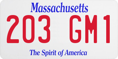 MA license plate 203GM1