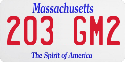 MA license plate 203GM2