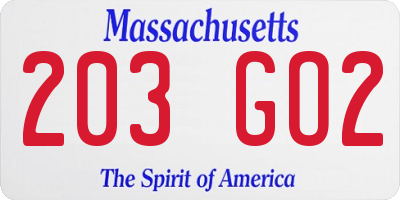 MA license plate 203GO2