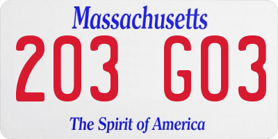 MA license plate 203GO3