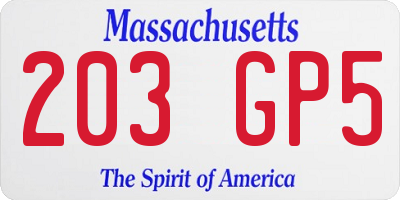 MA license plate 203GP5