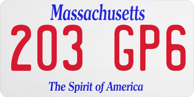 MA license plate 203GP6