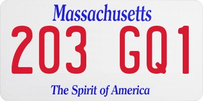 MA license plate 203GQ1