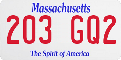 MA license plate 203GQ2