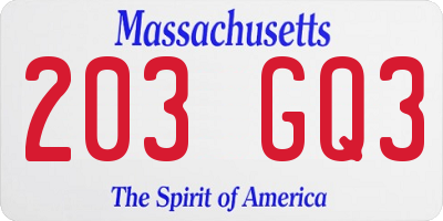 MA license plate 203GQ3