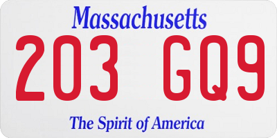 MA license plate 203GQ9