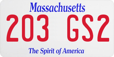 MA license plate 203GS2