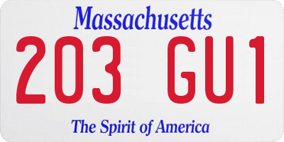 MA license plate 203GU1