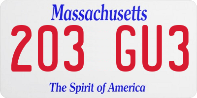 MA license plate 203GU3