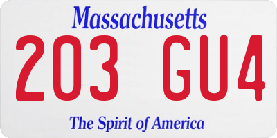 MA license plate 203GU4
