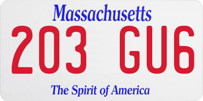 MA license plate 203GU6
