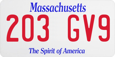 MA license plate 203GV9
