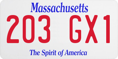 MA license plate 203GX1