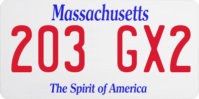 MA license plate 203GX2