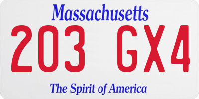 MA license plate 203GX4
