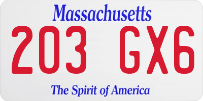 MA license plate 203GX6