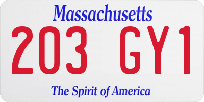 MA license plate 203GY1
