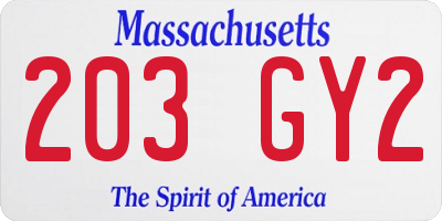 MA license plate 203GY2