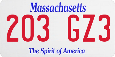 MA license plate 203GZ3