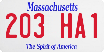 MA license plate 203HA1