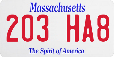 MA license plate 203HA8