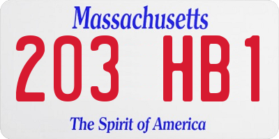 MA license plate 203HB1